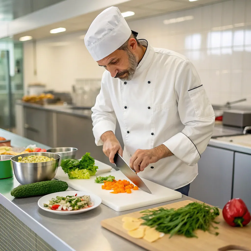 Chef demonstrating vegan cooking techniques